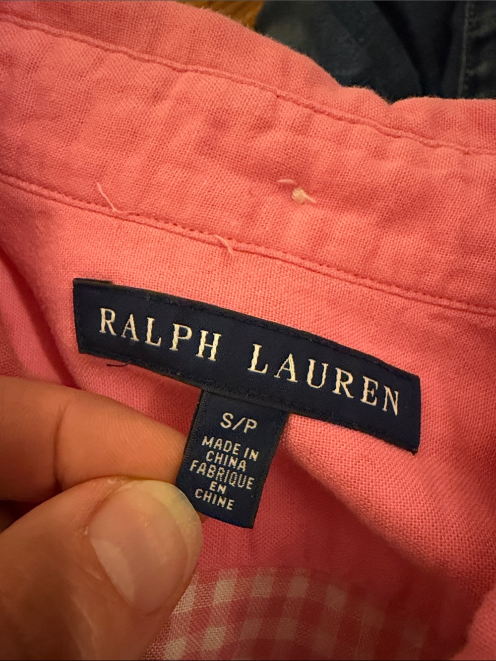 Ralph Lauren pink cotton button down shirt with gingham check lining -size small - Picture 7 of 8